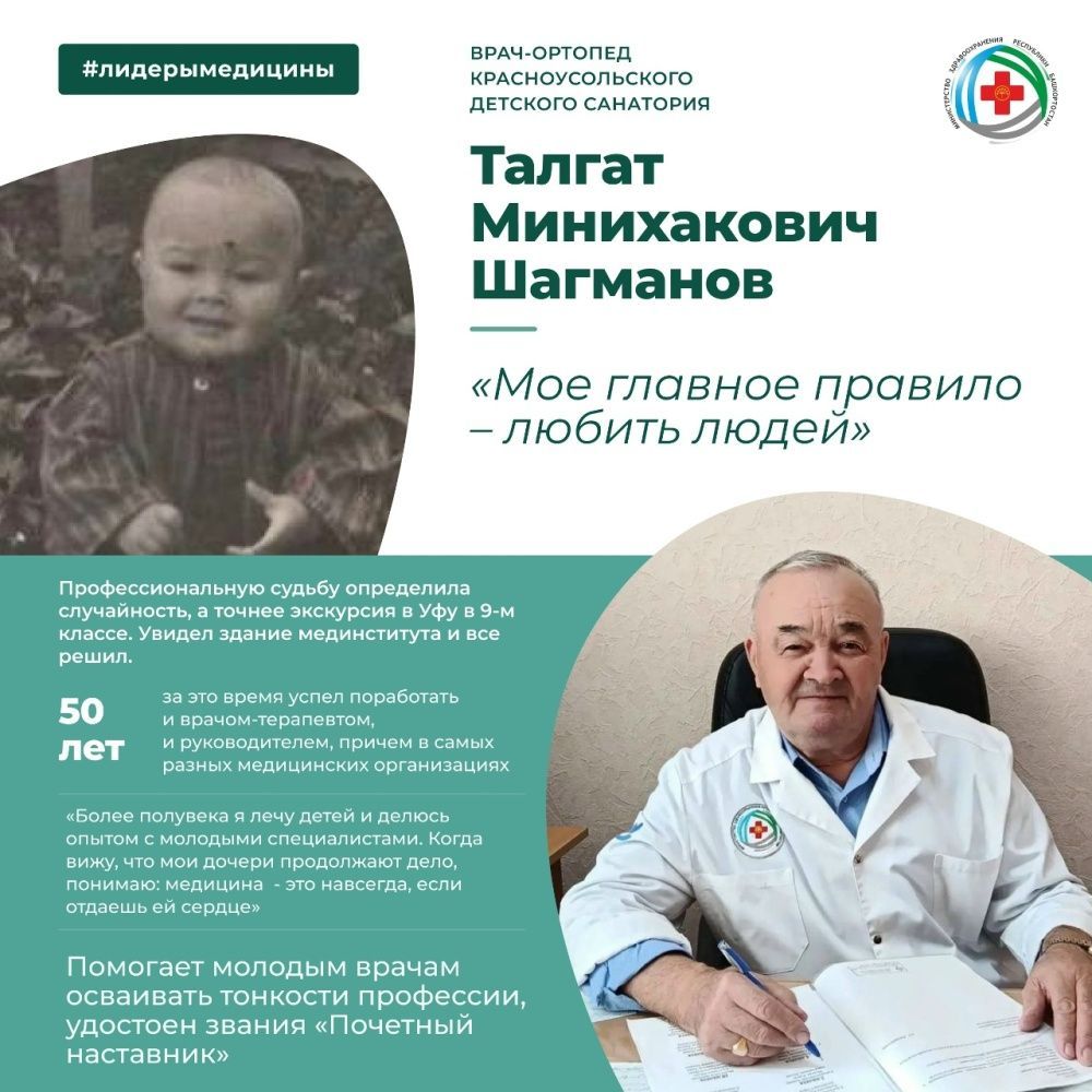 Герой рубрики «Лидеры медицины» врач‑ортопед Талгат Минихакович Шагманов